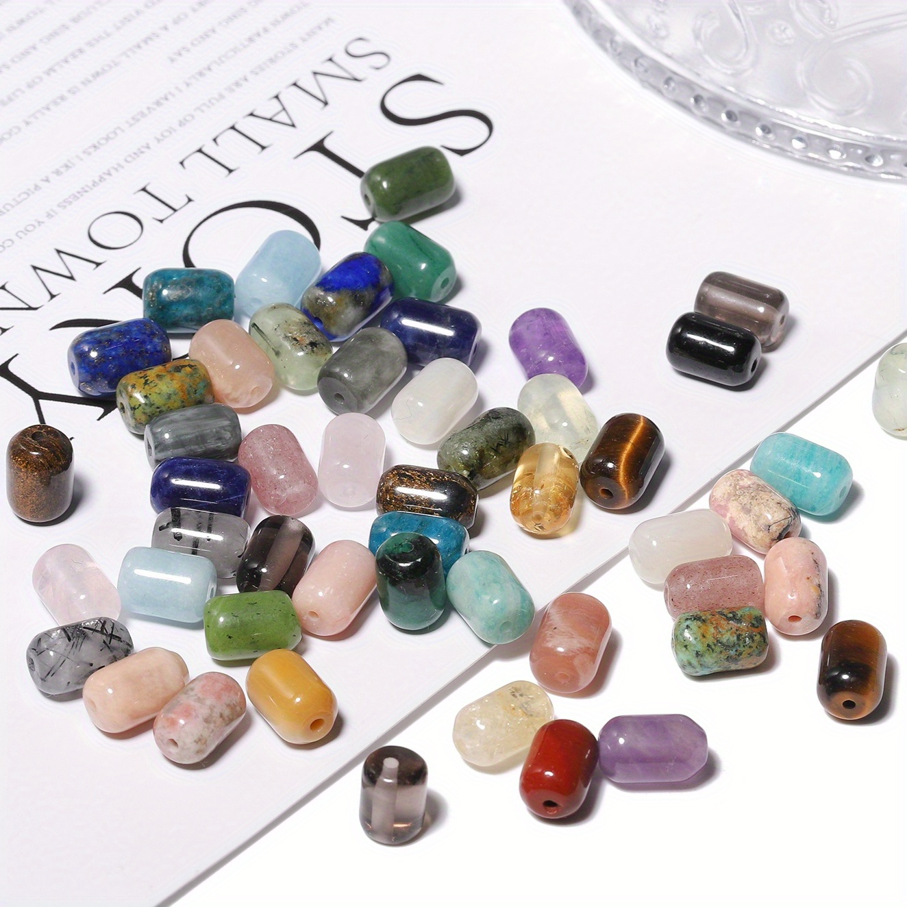 10pcs Small Bucket Shaped Stone Beads for DIY Crafting